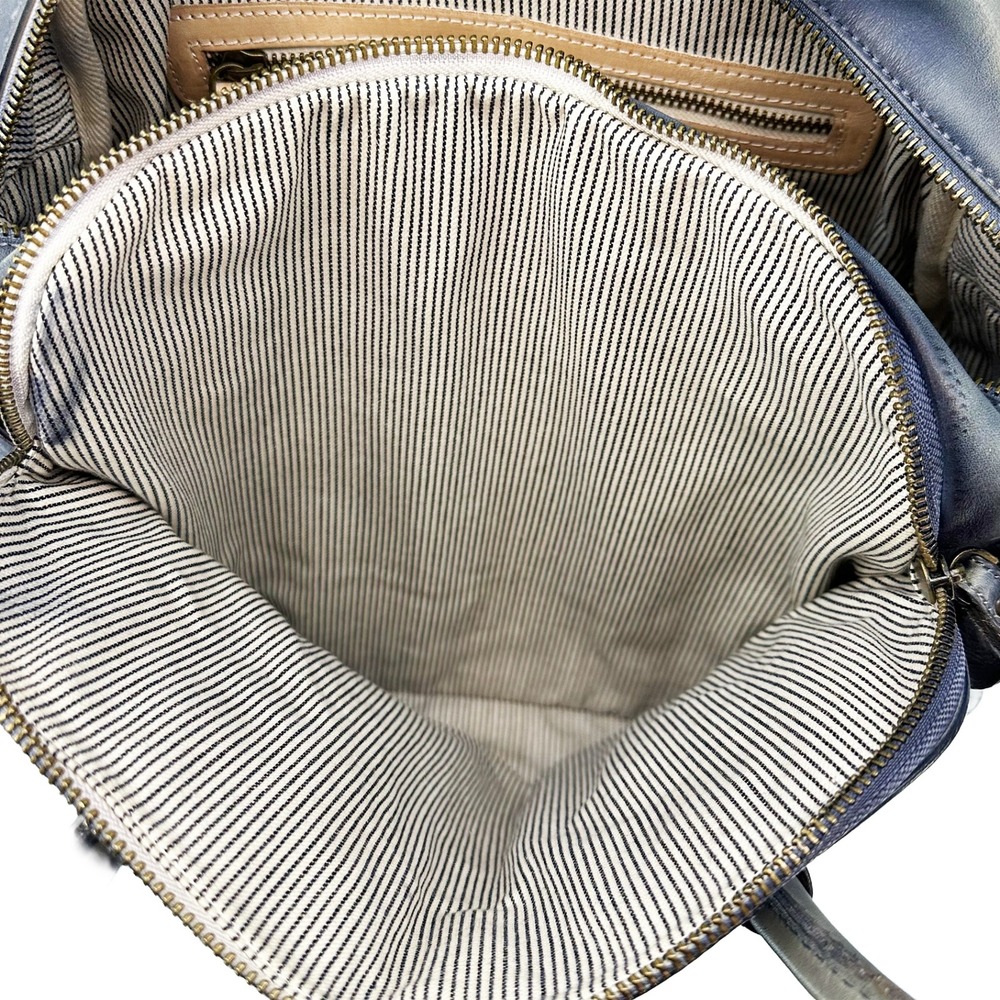 OLD TREND Distressed Vintage Look Leather Tote Shoulder Bag • blue • boho chic - Picture 11 of 13